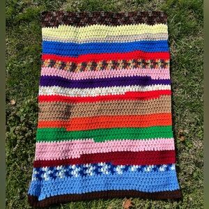 vintage colorful small afghan throw blanket